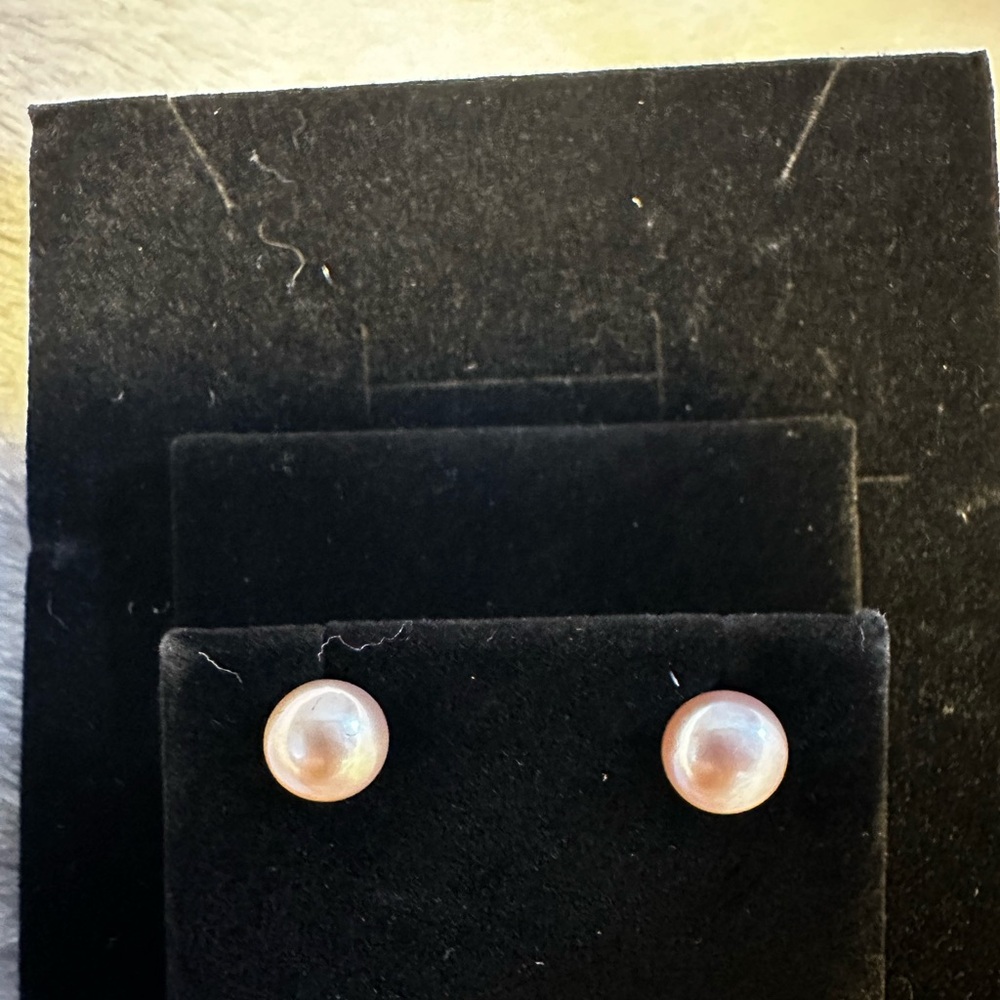 Pink Pearl 8mm 925 Sterling Silver Stud Earrings